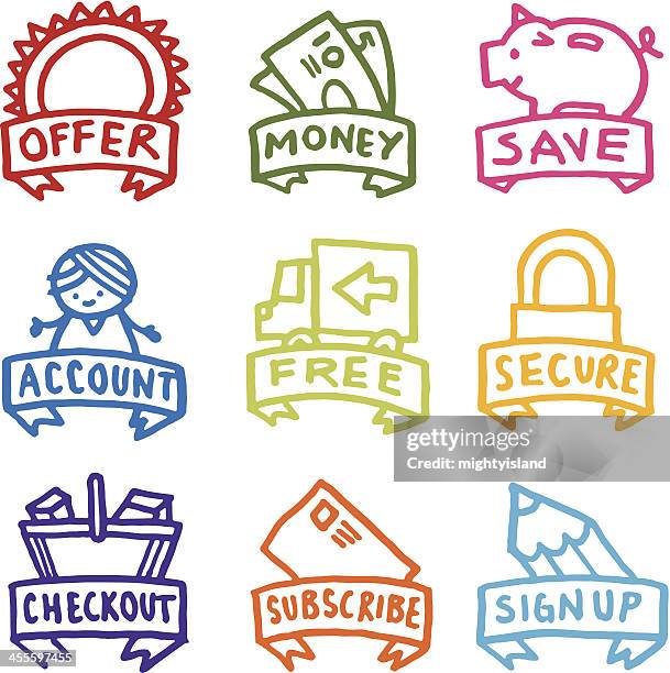money and finance hand drawn icon sets - security response stock illustrations