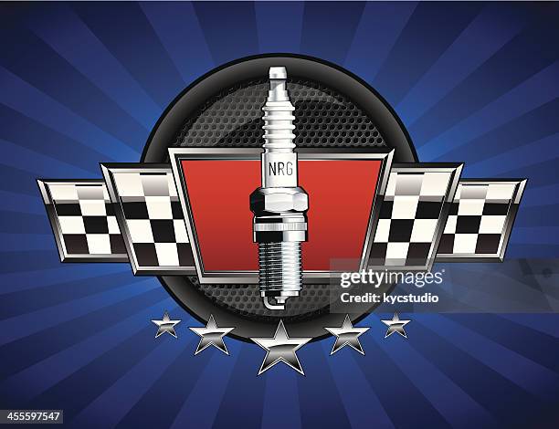 spark plug racing emblem - vector illustration - spark plug stock illustrations