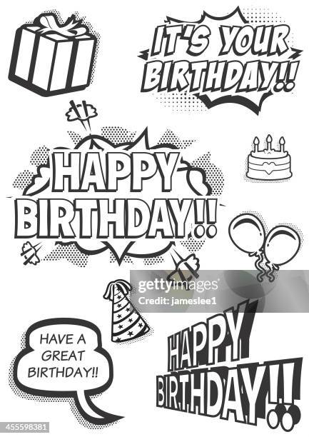 pop art birthday elements - birthday-balloons-white-background stock illustrations