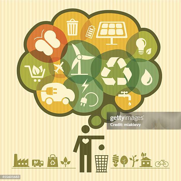 thinking green - car reflection stock illustrations