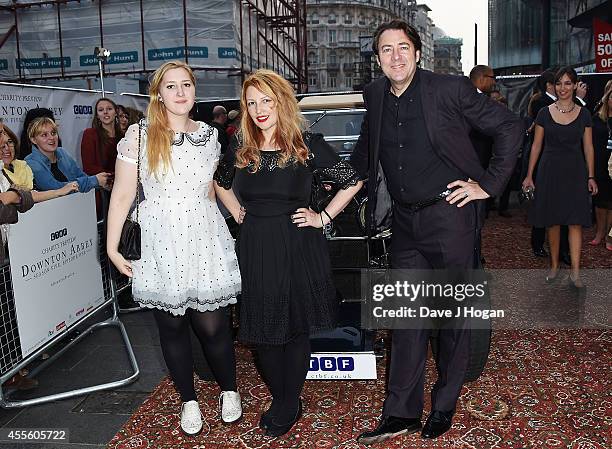 Honey Kinney Ross, Jane Goldman and Jonathan Ross attend an exclusive charity preview screening of Downton Abbey at Empire Leicester Square on...