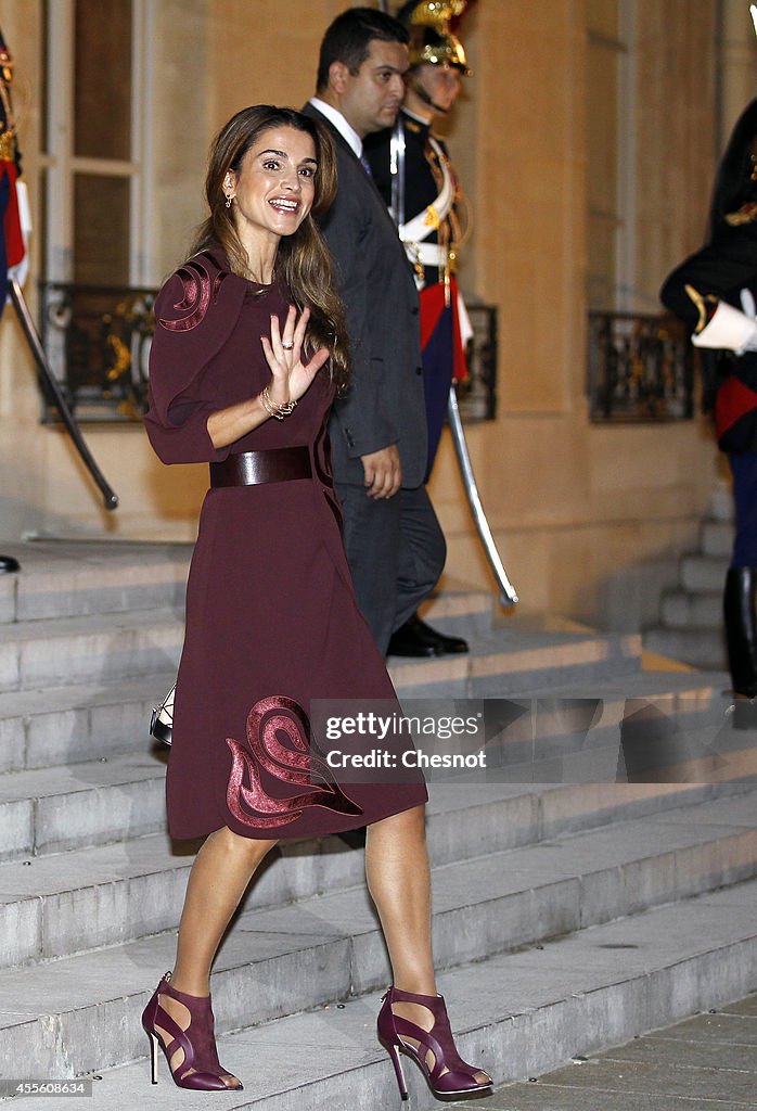 French President Francois Hollande Receives King Abdallah II of Jordan At Elysee Palace in Paris