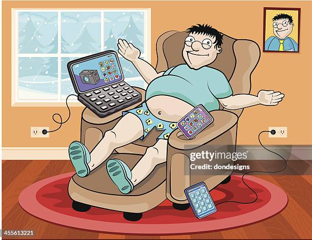working from home - typing on computer at home stock illustrations