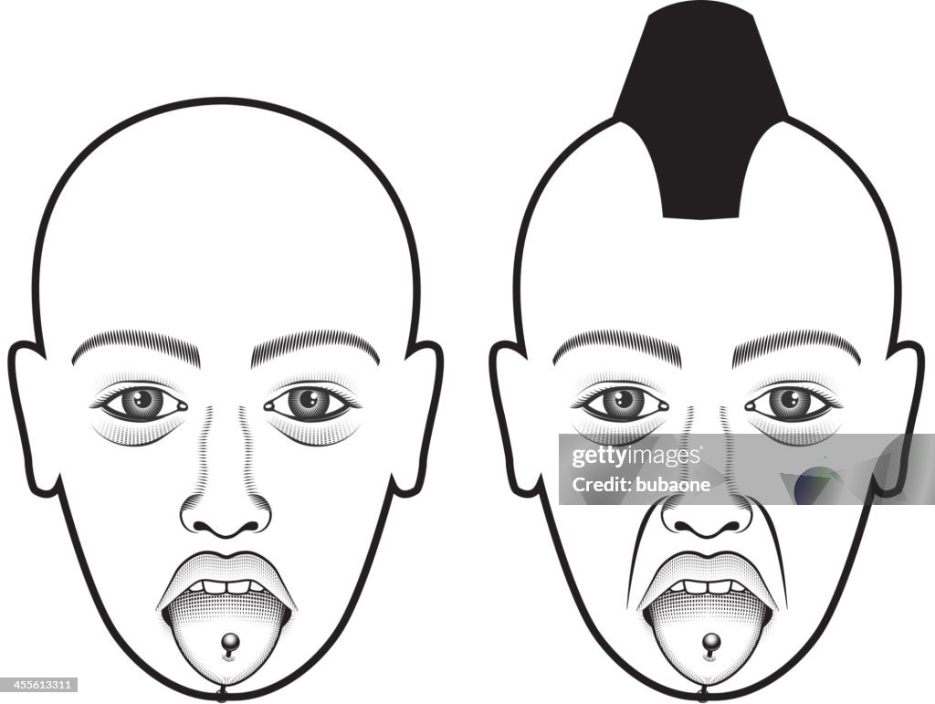 Human Faces with Tongue Piercing & Mohawk