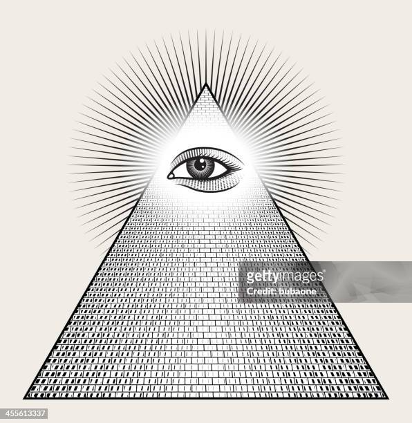 all seeing eye pyramid - pyramid with eye stock illustrations