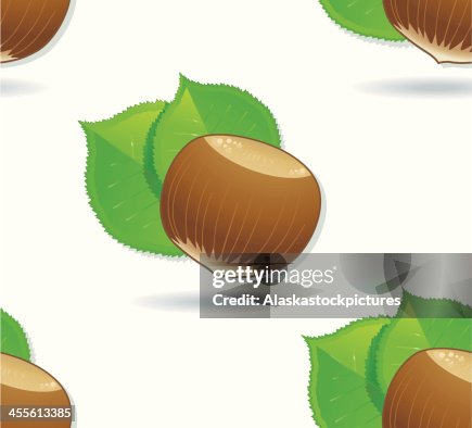 Nice hazelnutpattern with leafs (seamless). Nice hazelnutpattern with leafs (seamless).