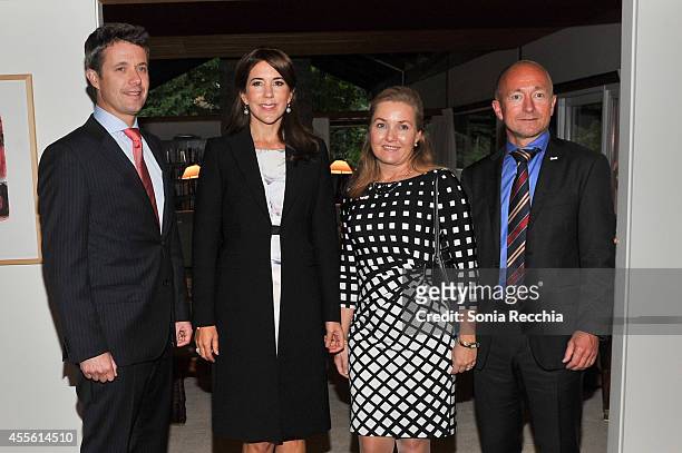 Crown Prince Frederik And Crown Princess Mary Of Denmark, Mrs. Karen Eva Abrahamsen and His Excellency Niels Boel Abrahamsen Ambassador of the...