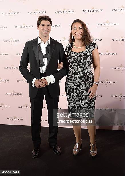 Cayetano Rivera and Tamara Garcia attend the Moet & Chandon 'Rose Moon Night Party' at the Casino de Madrid on September 17, 2014 in Madrid, Spain.