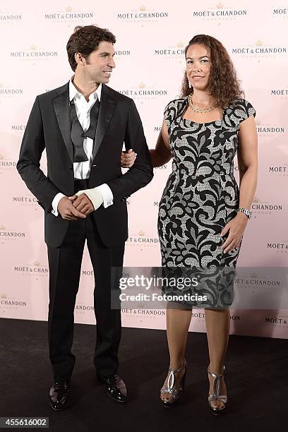 Cayetano Rivera and Tamara Garcia attend the Moet & Chandon 'Rose Moon Night Party' at the Casino de Madrid on September 17, 2014 in Madrid, Spain.