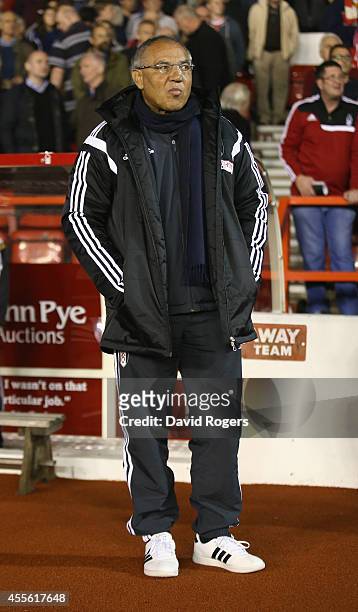 Felix Magath, the Fulham manager looks on during the Sky Bet Championship match between Nottingham Forest and Fulham at the City Ground on September...