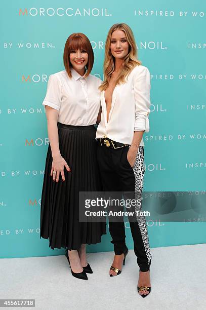 Actress Bryce Dallas Howard and model Rosie Huntington-Whiteley attend Moroccanoil "Inspired By Women" campaign celebration at IAC Building on...
