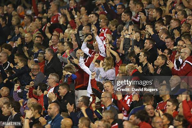 Nottingham Forest fans celebrate during the Sky Bet Championship match between Nottingham Forest and Fulham at the City Ground on September 17, 2014...