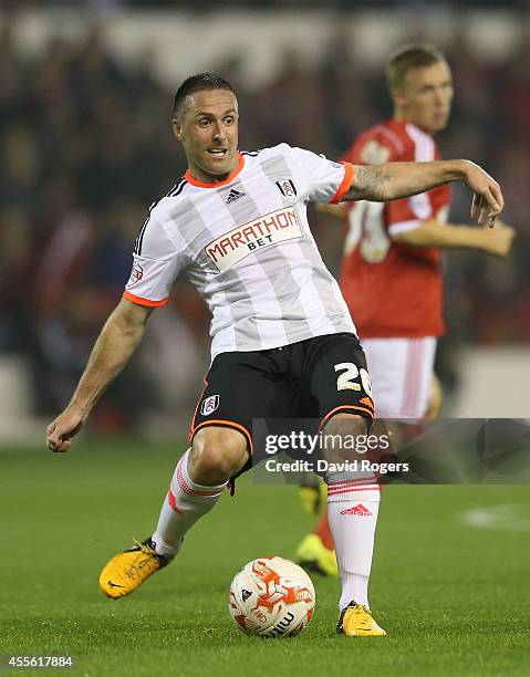 Mark Fotheringham of Fulham plays the ball during the Sky Bet Championship match between Nottingham Forest and Fulham at the City Ground on September...