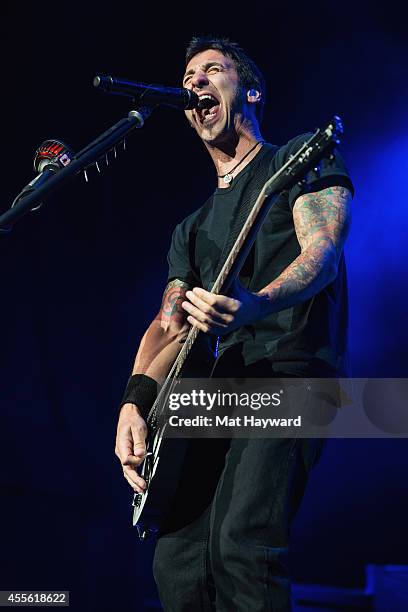 Sully Erna of Godsmack performs on stage during the Pain In The Grass music festival hosted by 99.9 KISW at White River Amphitheater on September 12,...