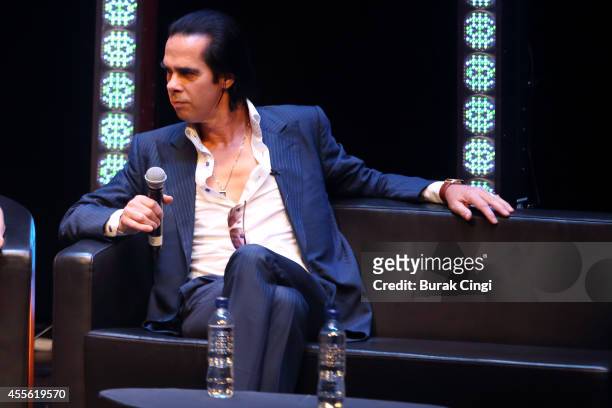 Nick Cave performs on stage at the gala preview of 20,000 Days on Earth at Barbican Centre on September 17, 2014 in London, United Kingdom.