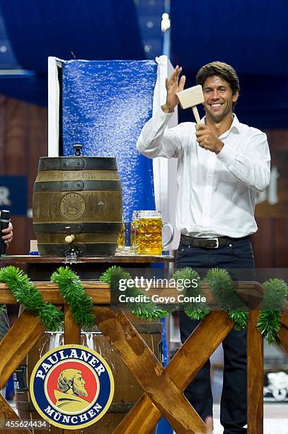 Spanish tennis player Fernando Verdasco attends Paulaner Oktoberfest party at Barclaycard Center on September 17, 2014 in Madrid, Spain.