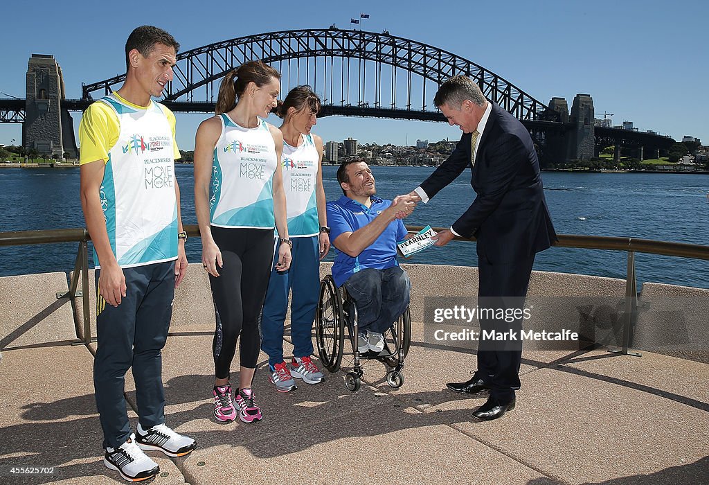 Elite Athletes Are Presented With Blackmores Sydney Race Bibs
