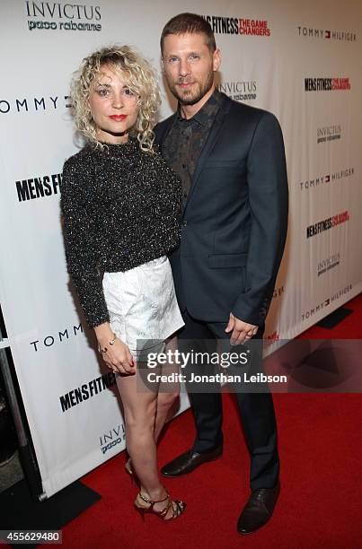 Actor Matt Lauria and Michelle Armstrong at the MEN'S FITNESS 2014 GAME CHANGERS event at Palihouse on September 17, 2014 in West Hollywood,...