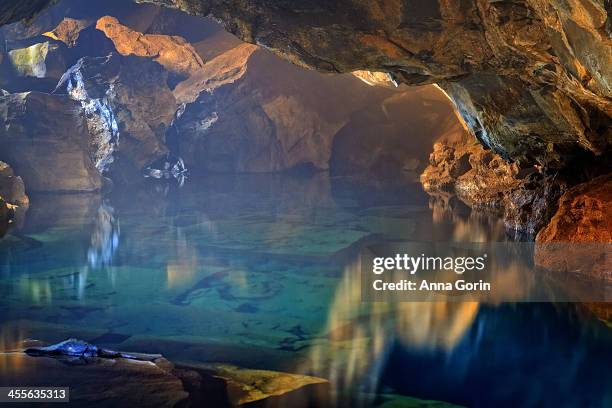 interior of grjótagjá cave in myvatn, iceland - grjótagjá cave stock pictures, royalty-free photos & images