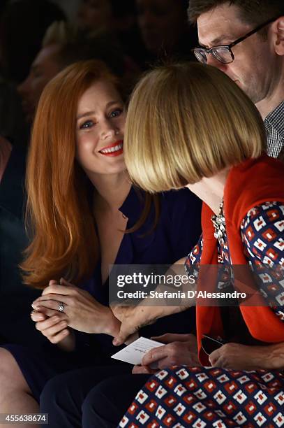 Amy Adams and Anna Wintour attend the Max Mara show during the Milan Fashion Week Womenswear Spring/Summer 2015 on September 18, 2014 in Milan, Italy.