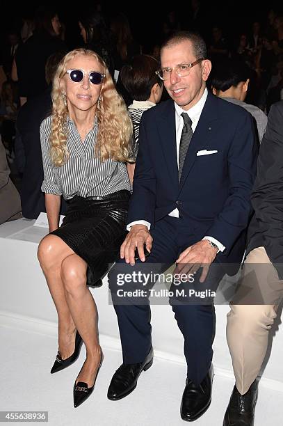 Franca Sozzani and Jonathan Newhouse attend the Max Mara show during the Milan Fashion Week Womenswear Spring/Summer 2015 on September 18, 2014 in...