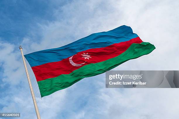 azerbaijan's flag - azerbaijan stock pictures, royalty-free photos & images