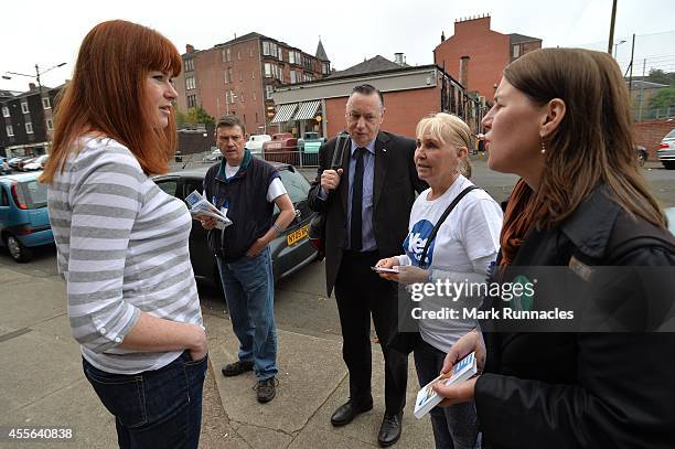 Voters at Hyndland Secondary School polling station on September 18, 2014 in Glasgow, Scotland. After many months of campaigning the people of...