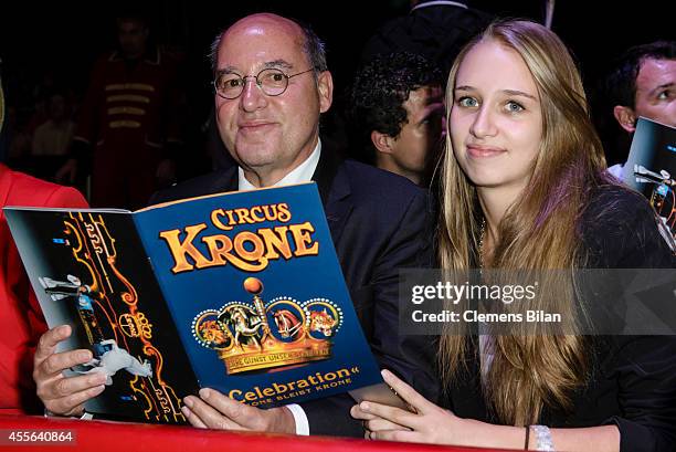 Gregor Gysi and Anna Gysi attend the Circus Krone Berlin Premiere on September 17, 2014 in Berlin, Germany.