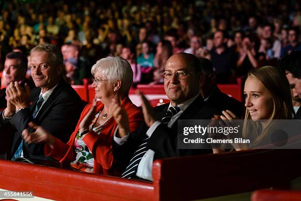 Guest, Gerda Hasselfeldt, Gregor Gysi and Anna Gysi attend the Circus Krone Berlin Premiere on September 17, 2014 in Berlin, Germany.