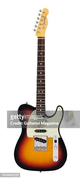Portrait of a Fender Vintage Hot Rod 60s Telecaster electric guitar photographed on a white background, taken on November 6, 2013.
