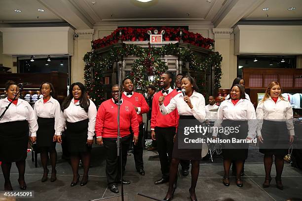 The Boys and Girls Choir of Harlem Alumni Ensemble performs as Brooks Brothers celebrates the holidays with St. Jude Children's Research Hospital on...