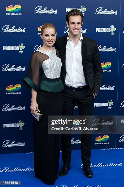 Spanish singer Soraya Arnelas and Miguel Herrera attend the "40 Principales Awards" 2013 photocall at Palacio de los Deportes on December 12, 2013 in...