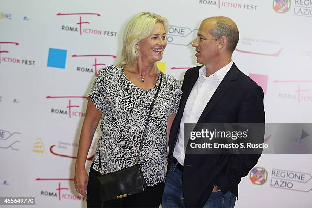 Marianne Gray and Howard Gordon attend the 'Panel Political Drama' photocall at Auditorium Parco Della Musica on September 18, 2014 in Rome, Italy.