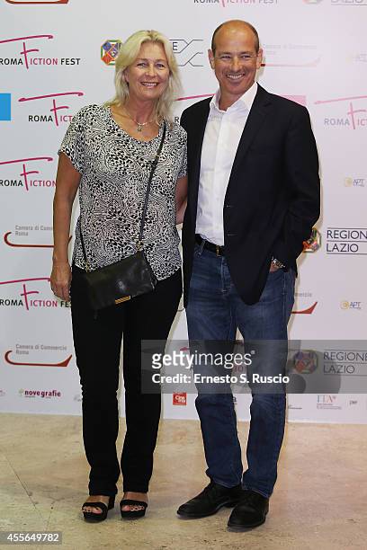 Marianne Gray and Howard Gordon attend the 'Panel Political Drama' photocall at Auditorium Parco Della Musica on September 18, 2014 in Rome, Italy.