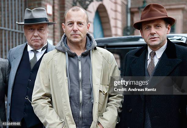 Thomas Thieme, Heino Ferch and Samuel Finzi attend a photocall to promote the film 'Fritz Lang - Der andere in uns' on September 18, 2014 in...