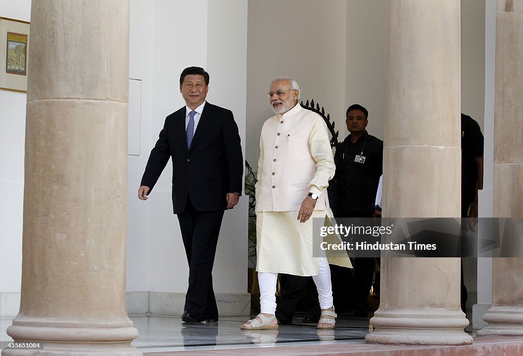 Indian Prime Minister Narendra Modi And Chinese President Xi Jinping At Agreement Signing Ceremony