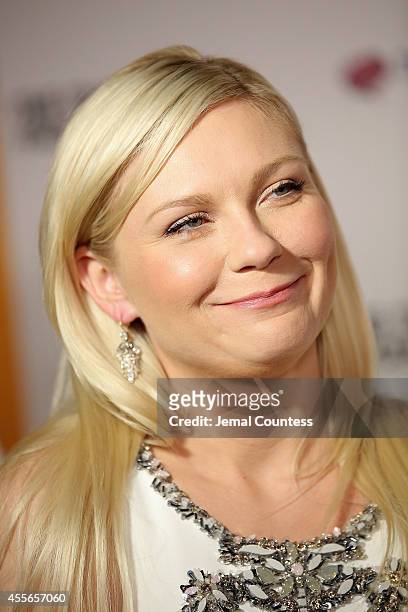 Actress Kirsten Dunst speaks to the media at "The Two Faces Of January" New York Premiere at Landmark's Sunshine Cinema on September 17, 2014 in New...