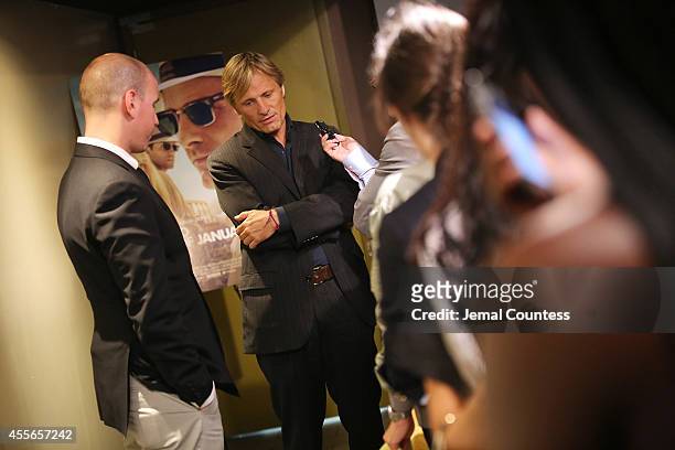 Actor Viggo Mortensen speaks to the media at "The Two Faces Of January" New York Premiere at Landmark's Sunshine Cinema on September 17, 2014 in New...