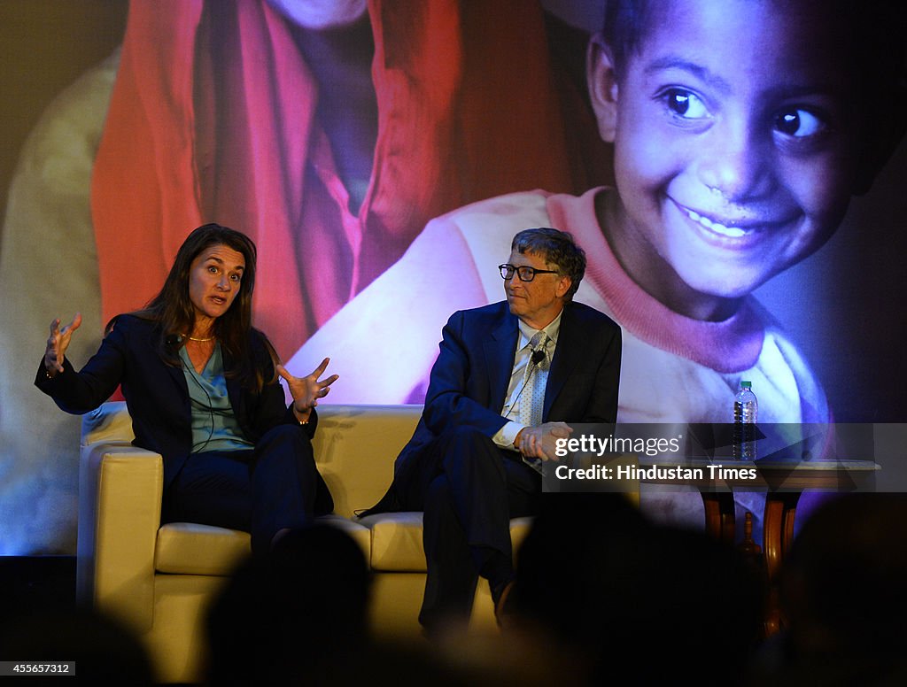 Bill Gates and Melinda Gates At Interaction Session With Chetan Bhagat