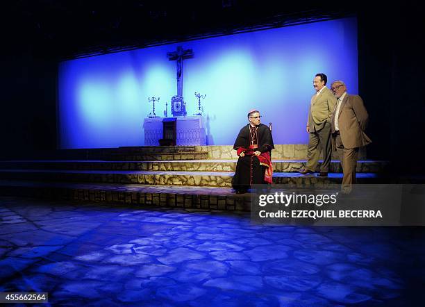 By Maria Isabel Sanchez Actors rehearse "El Martirio del Pastor" , a play based on the life of Salvadorean murdered archbishop Oscar Arnulfo Romero...