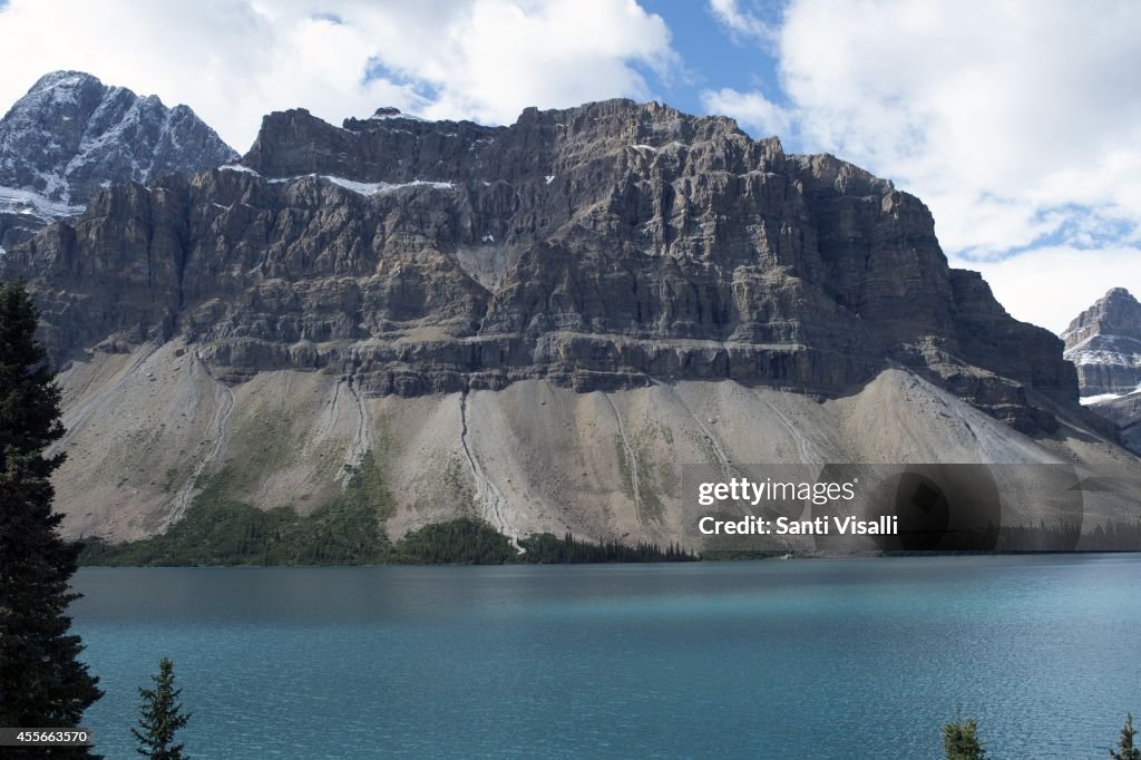View Of The Canadian Rockies With Bow Lake