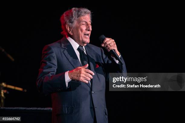 Singer Tony Bennett performs live on stage during a concert at Admiralspalast on September 18, 2014 in Berlin, Germany.