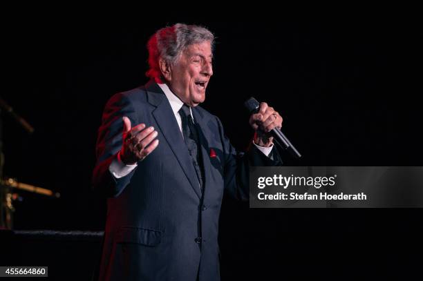 Singer Tony Bennett performs live on stage during a concert at Admiralspalast on September 18, 2014 in Berlin, Germany.