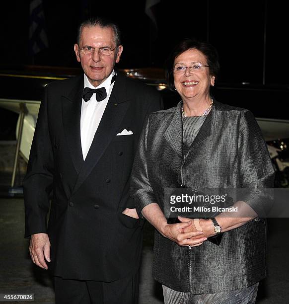 Jacques Rogge former President of the International Olympic Committee and his wife Anne Rogge arrives for a private dinner organized by former King...