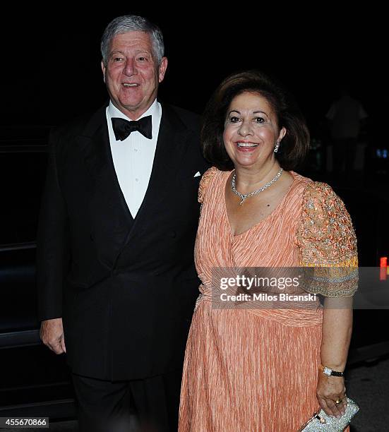 Alexander, Crown Prince of Yugoslavia and Katherine, Crown Princess of Yugoslavia arrives for a private dinner organized by former King Constantine...