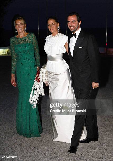 Alexander, Crown Prince of Yugoslavia and Katherine, Crown Princess of Greece arrive for a private dinner organized by former King Constantine II of...