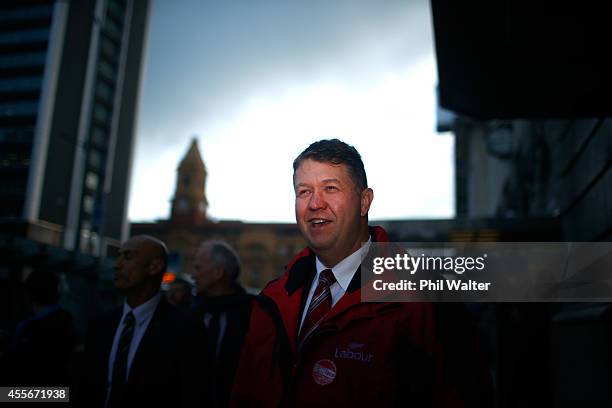 Labour Leader David Cunliffe walks up Queen Street during his last day of the election campaign on September 19, 2014 in Auckland, New Zealand. The...