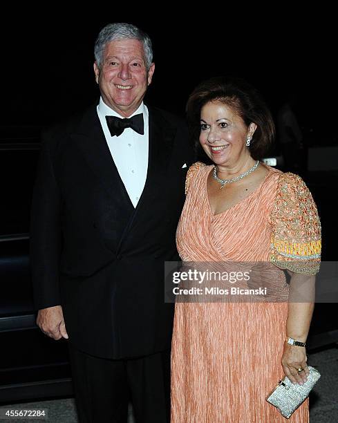 Alexander, Crown Prince of Yugoslavia and Katherine, Crown Princess of Yugoslavia arrives for a private dinner organized by former King Constantine...