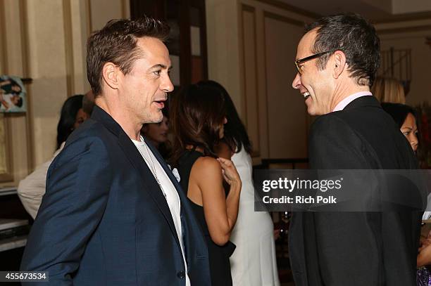 Actor Robert Downey Jr. And CAA President Richard Lovett attend CAA's School Day Benefiting Communities In Schools of Los Angeles at Bouchon on...