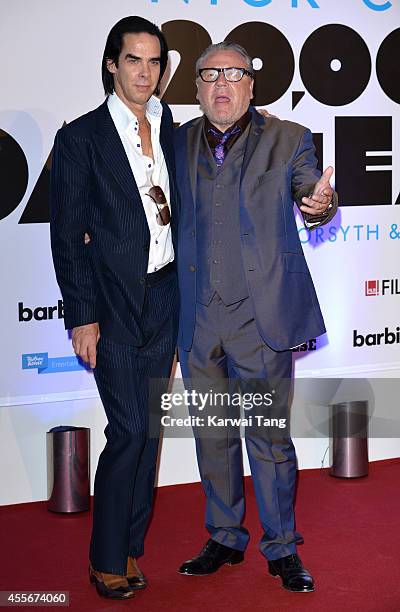 Nick Cave and Ray Winstone attend the "20,000 Days on Earth" screening at Barbican Centre on September 17, 2014 in London, England.